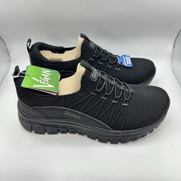 Skechers Graceful Picture Perfect Black Womens Stretch Fit Sneaker | Size 7 - Picture 2 of 7